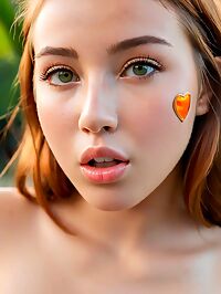 A young blonde haired woman teases her breasts in tropical dusk Palawan